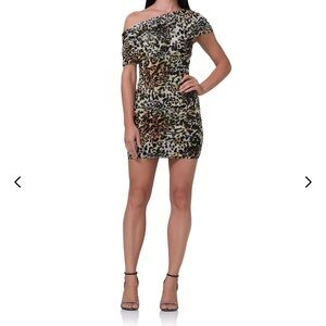 AFRM One Shoulder Animal Print Dress